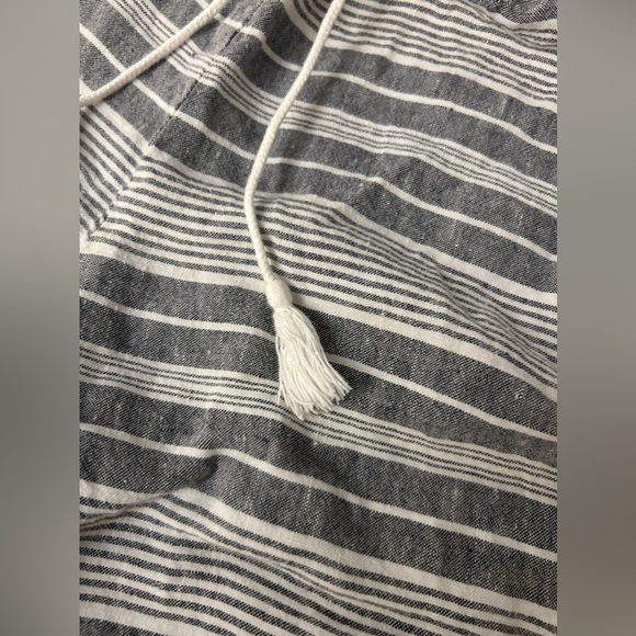 J. Jill Love Linen Gray White Striped Shorts Women’s XL Drawstring Pockets - Picture 3 of 7